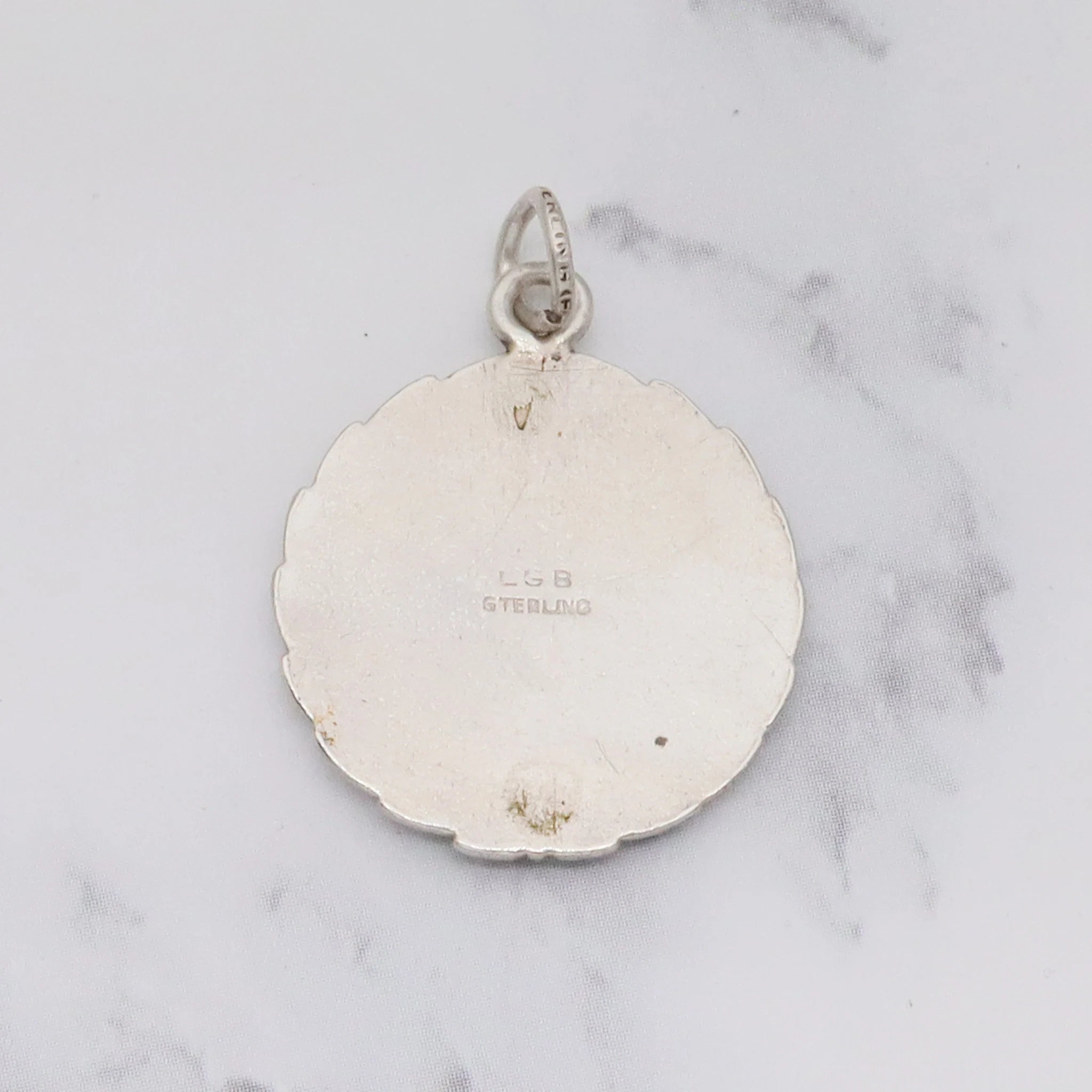 Antique sterling enamel "National Council of State Garden Clubs" medallion pendant